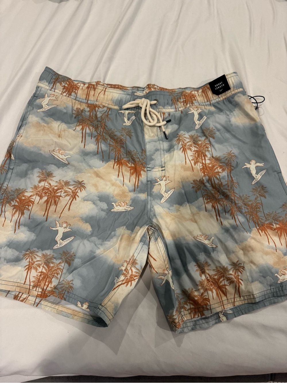 Men's RVCA Surf Print Swim Trunks - Blue Palm